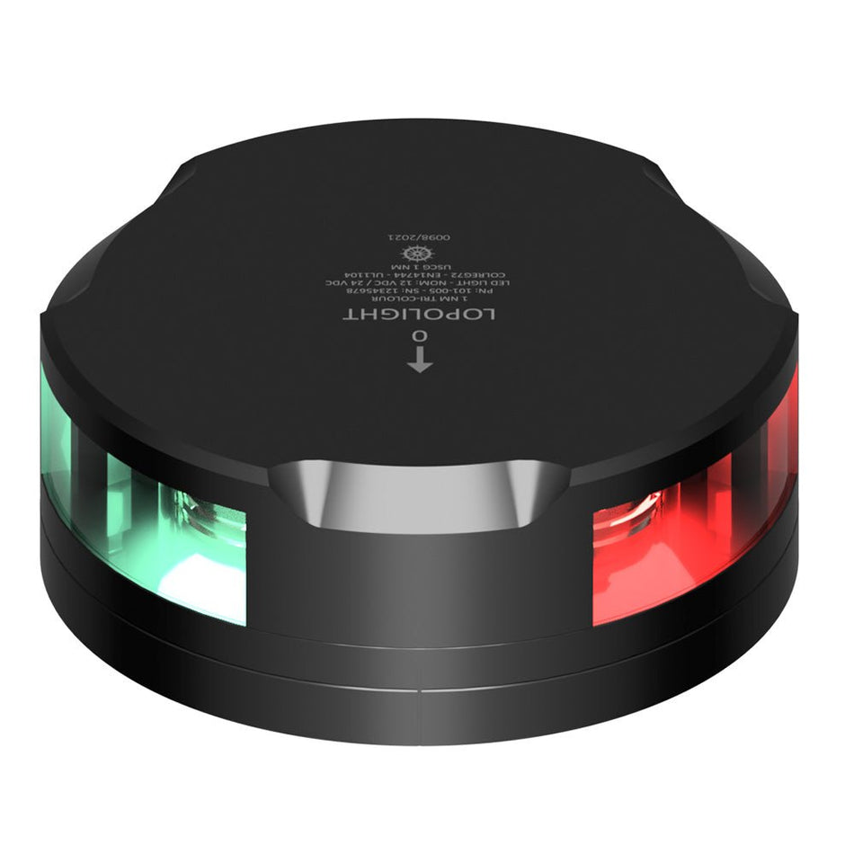 Lopolight Tri - Color Nav Light - 1NM - Black Housing w/FB Base - Get Tight Gear