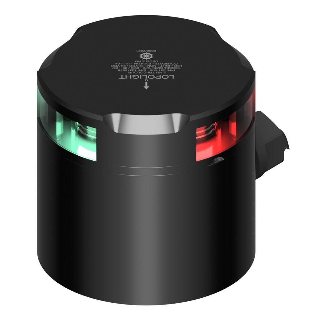 Lopolight Tri - Color Nav Light - 2NM - Black Housing w/IP68 POM Base & Connector - Get Tight Gear