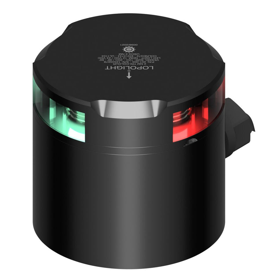 Lopolight Tri - Color Nav Light - 2NM - Black Housing w/IP68 POM Base & Connector - Get Tight Gear