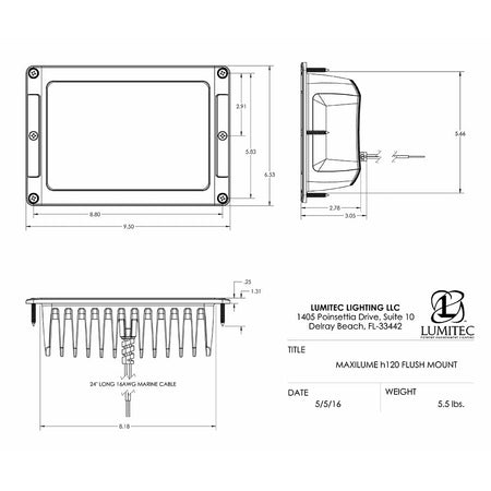 Lumitec Maxillume h120 - Flush Mount Flood Light - White Housing - White Dimming - Get Tight Gear