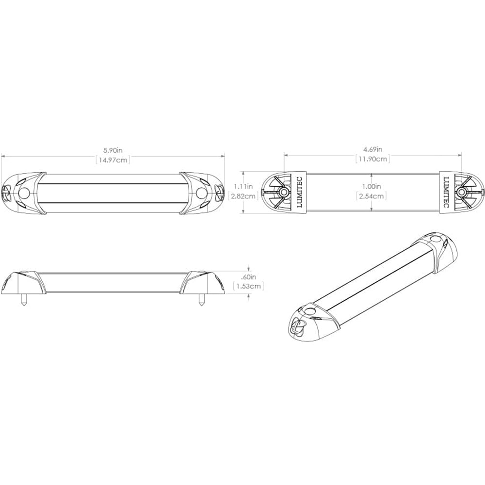 Lumitec Mini Rail2 6" LED Utility Light - Spectrum RGBW - Brushed Finish - Get Tight Gear