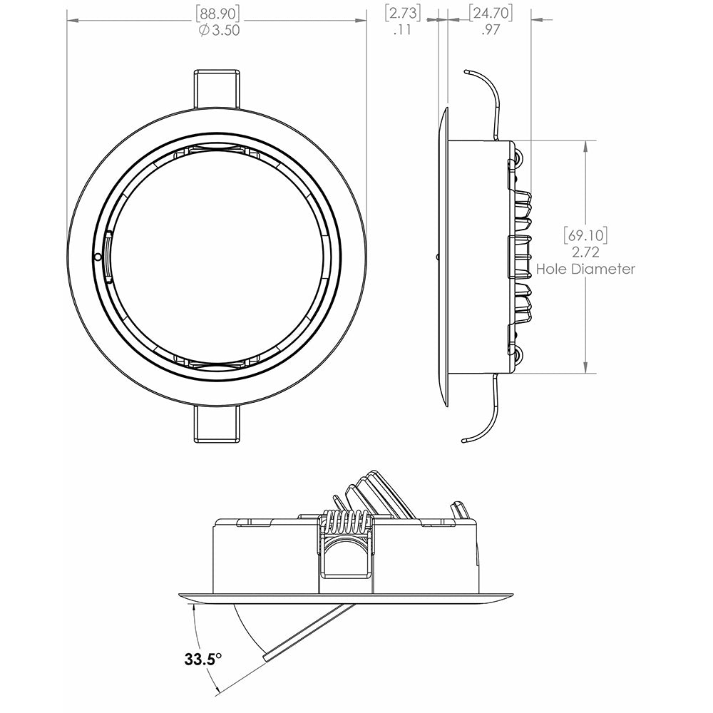 Lumitec Mirage Positionable Down Light - Warm White Dimming - Hi CRI - Polished Bezel - Get Tight Gear