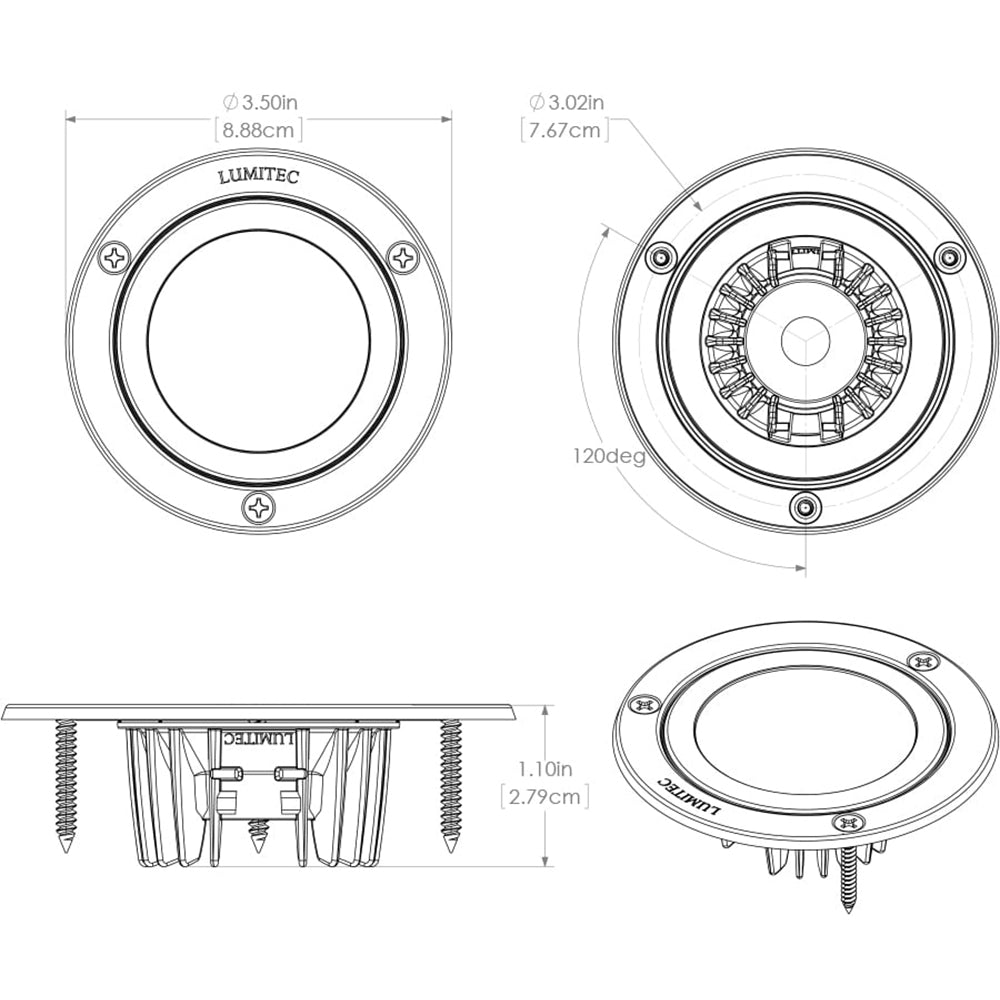 Lumitec Shadow - Flush Mount Down Light - White Finish - Spectrum RGBW - Get Tight Gear