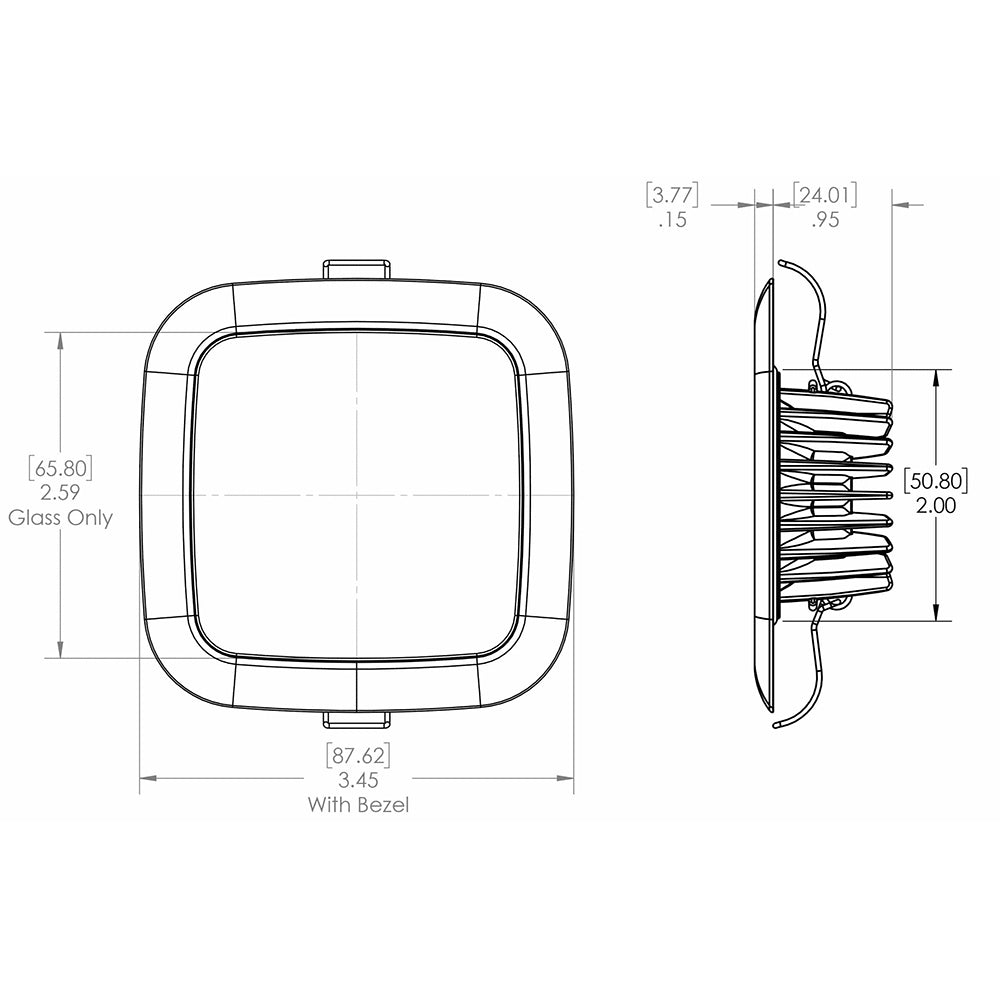 Lumitec Square Mirage Down Light - Warm White Dimming - Hi - CRI - Polished Bezel - Get Tight Gear