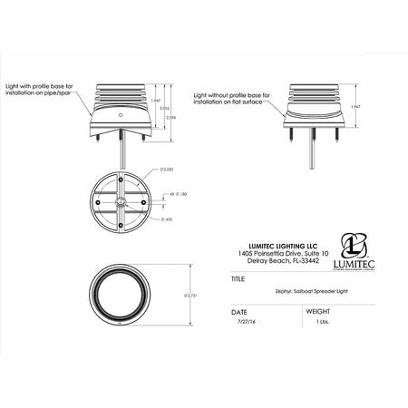Lumitec Zephyr LED Spreader/Deck Light - Brushed White Base - White Non - Dimming - Get Tight Gear