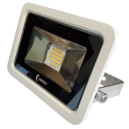 Lunasea 10W Slimline LED Floodlight, 120VAC Only, Cool White, 1200 Lumens, 3' Cord - White Housing - Get Tight Gear