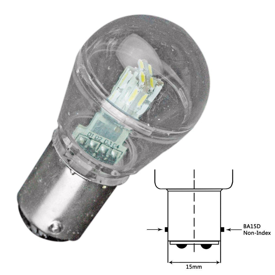 Lunasea Bayonet LED Bulb BA15D - 10 - 30VDC/1W/75 Lumens - Warm White - Get Tight Gear