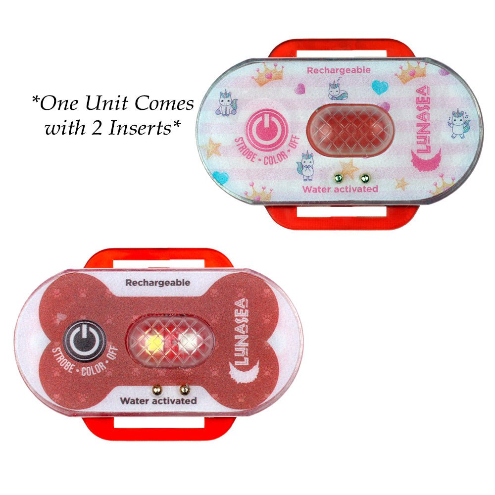 Lunasea Child/Pet Safety Water Activated Strobe Light - Red Case, Blue Attention Light - Get Tight Gear