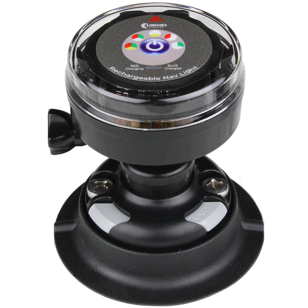 Lunasea Rechargeable Tri - Color Portable Navigation Light w/RailBlaza Quikport Mount - Black - Get Tight Gear