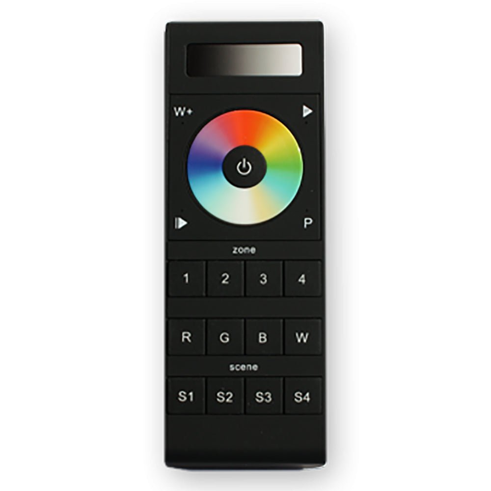 Lunasea RGBW Handheld 4 - Zone Controller w/Color Wheel, 4 Memories, Batteries & Holder - Get Tight Gear