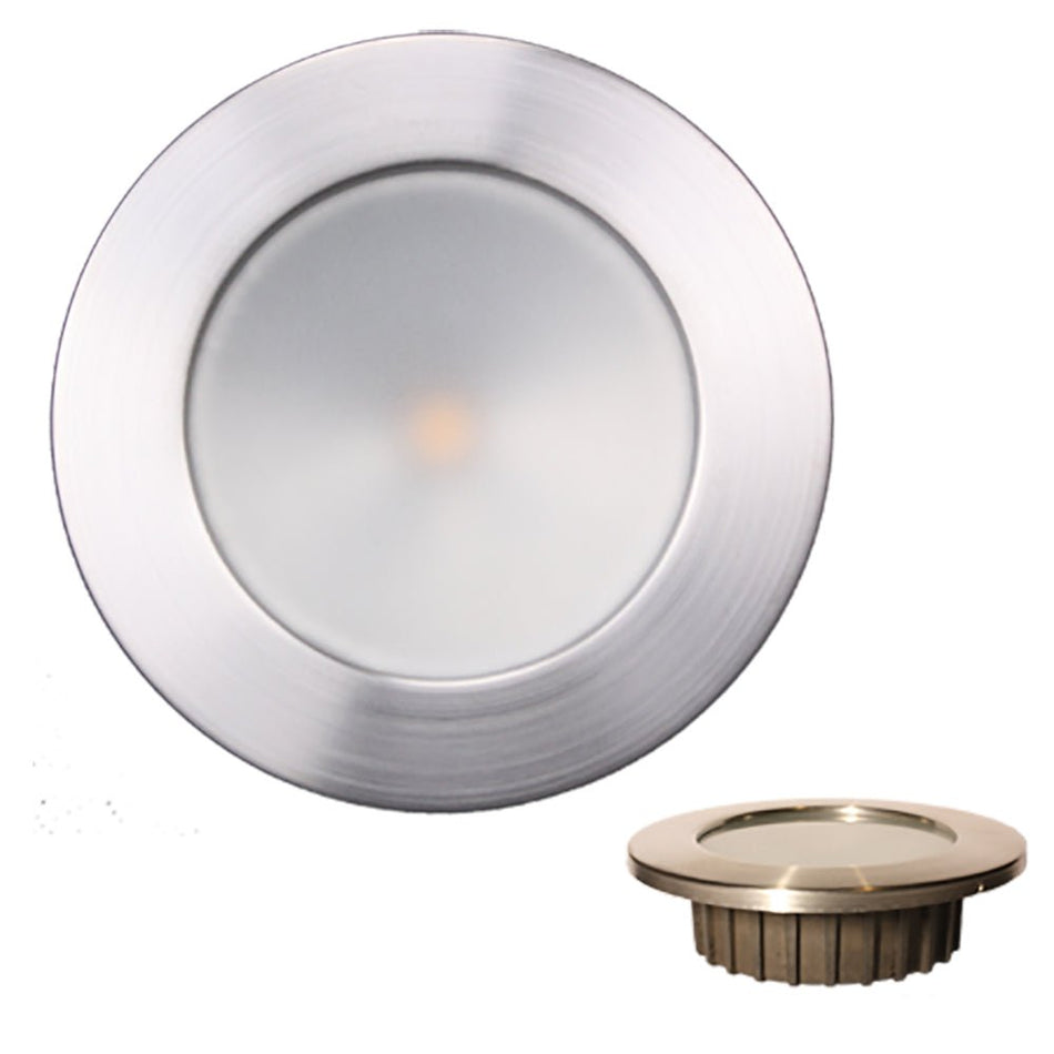 Lunasea ZERO EMI Recessed 3.5 LED Light - Warm White, Red w/Brushed Stainless Steel Bezel - 12VDC - Get Tight Gear
