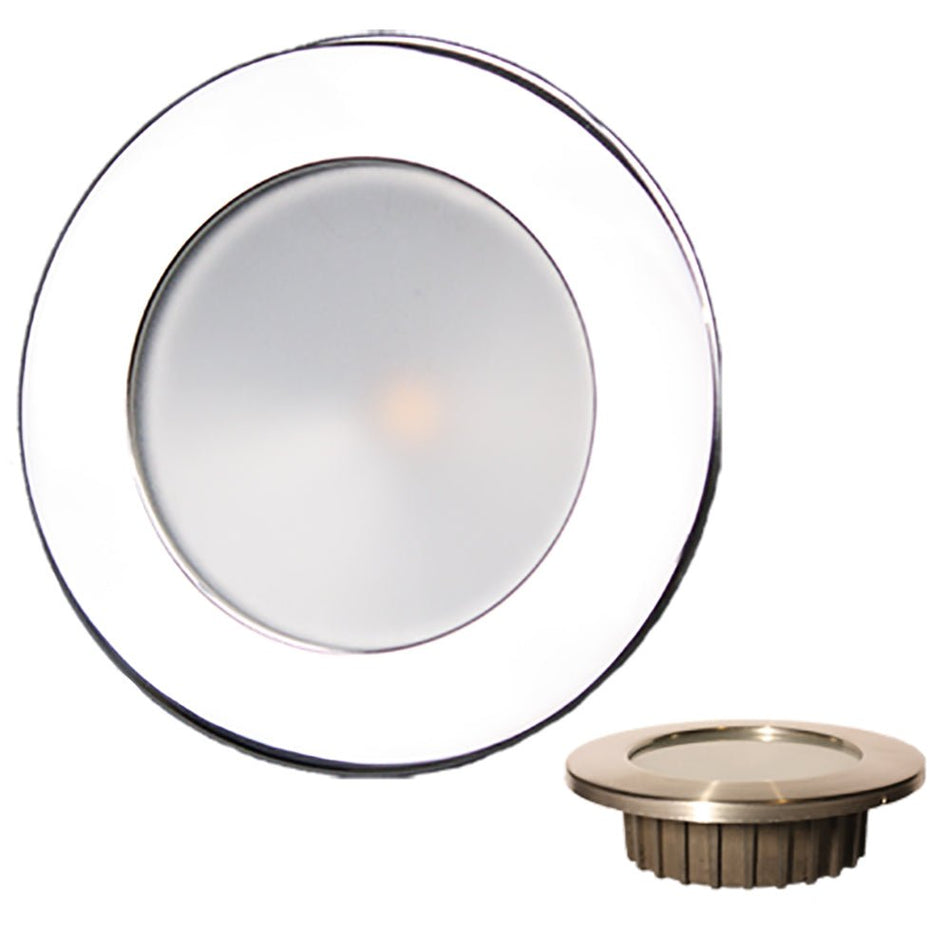 Lunasea ZERO EMI Recessed 3.5 LED Light - Warm White, Red w/Polished Stainless Steel Bezel - 12VDC - Get Tight Gear