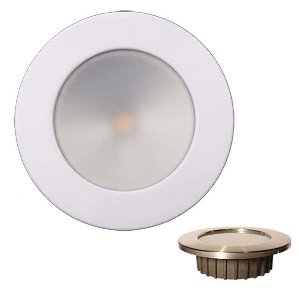 Lunasea ZERO EMI Recessed 3.5 LED Light - Warm White w/White Stainless Steel Bezel - 12VDC - Get Tight Gear