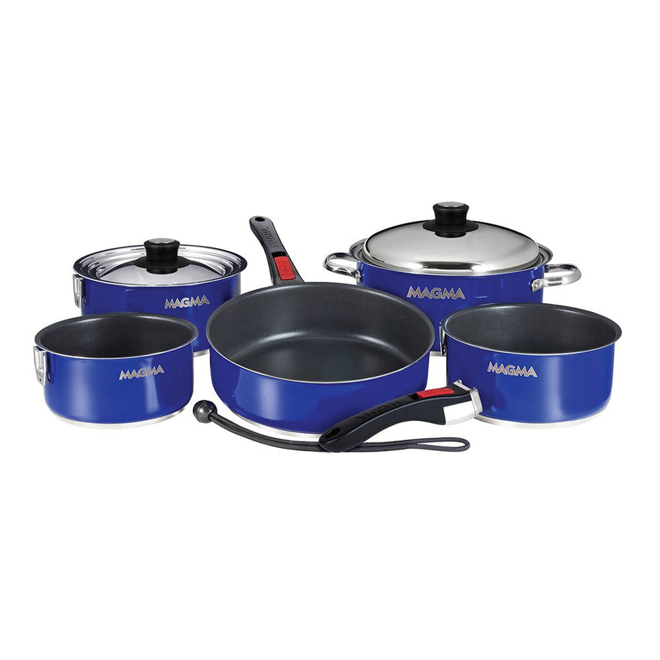 Magma Nestable 10 Piece Induction Non - Stick Enamel Finish Cookware Set - Cobalt Blue - Get Tight Gear