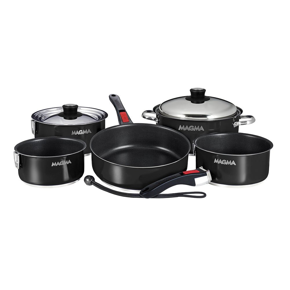 Magma Nestable 10 Piece Induction Non - Stick Enamel Finish Cookware Set - Jet Black - Get Tight Gear