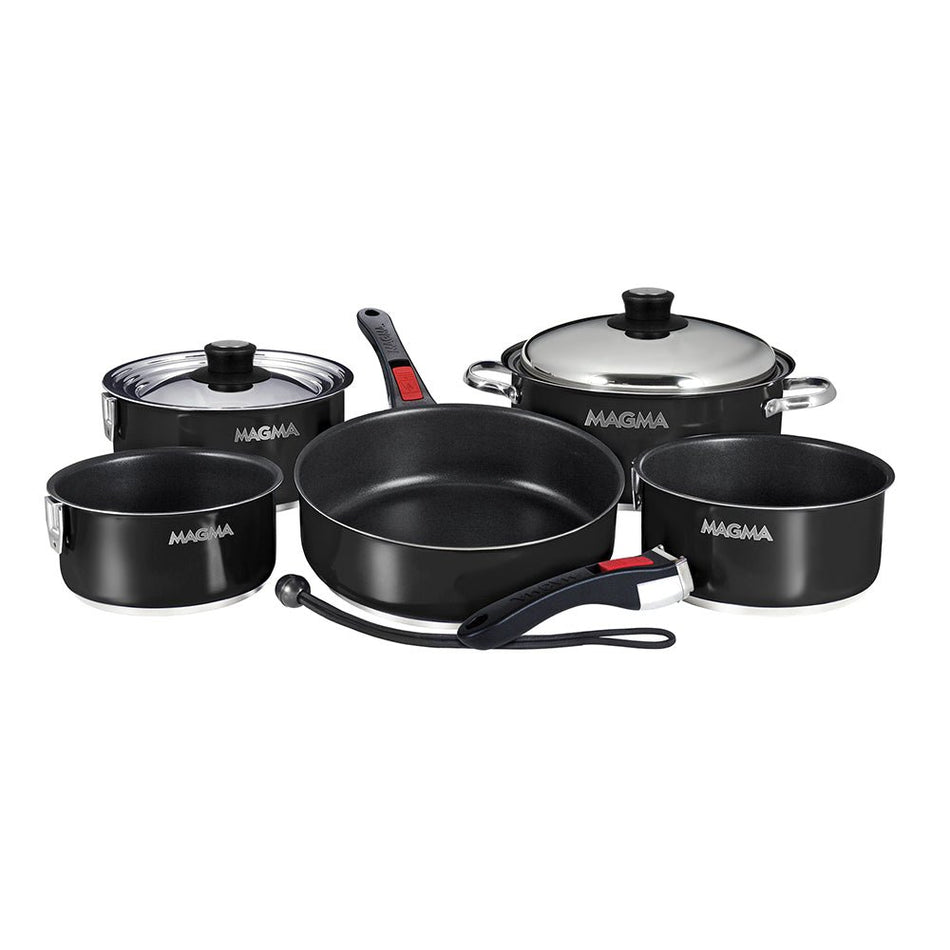 Magma Nestable 10 Piece Induction Non - Stick Enamel Finish Cookware Set - Jet Black - Get Tight Gear