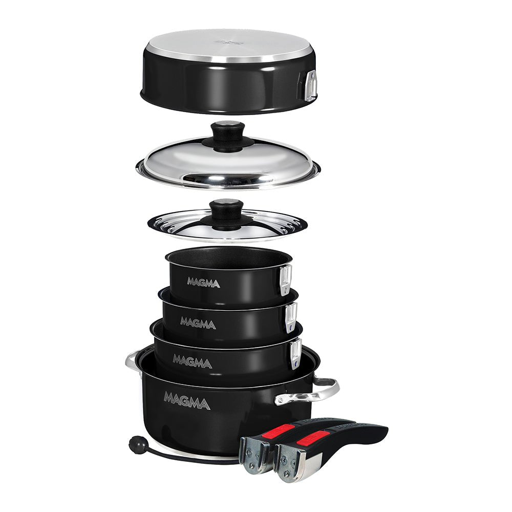 Magma Nestable 10 Piece Induction Non - Stick Enamel Finish Cookware Set - Jet Black - Get Tight Gear