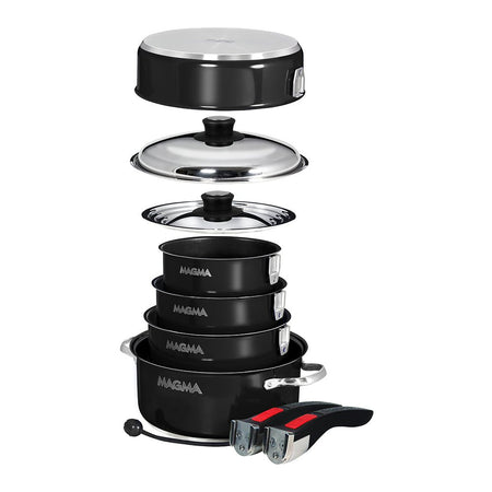 Magma Nestable 10 Piece Induction Non - Stick Enamel Finish Cookware Set - Jet Black - Get Tight Gear