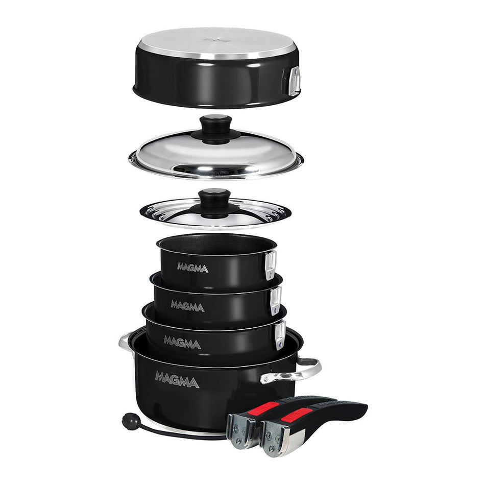 Magma Nestable 10 Piece Induction Non - Stick Enamel Finish Cookware Set - Jet Black - Get Tight Gear