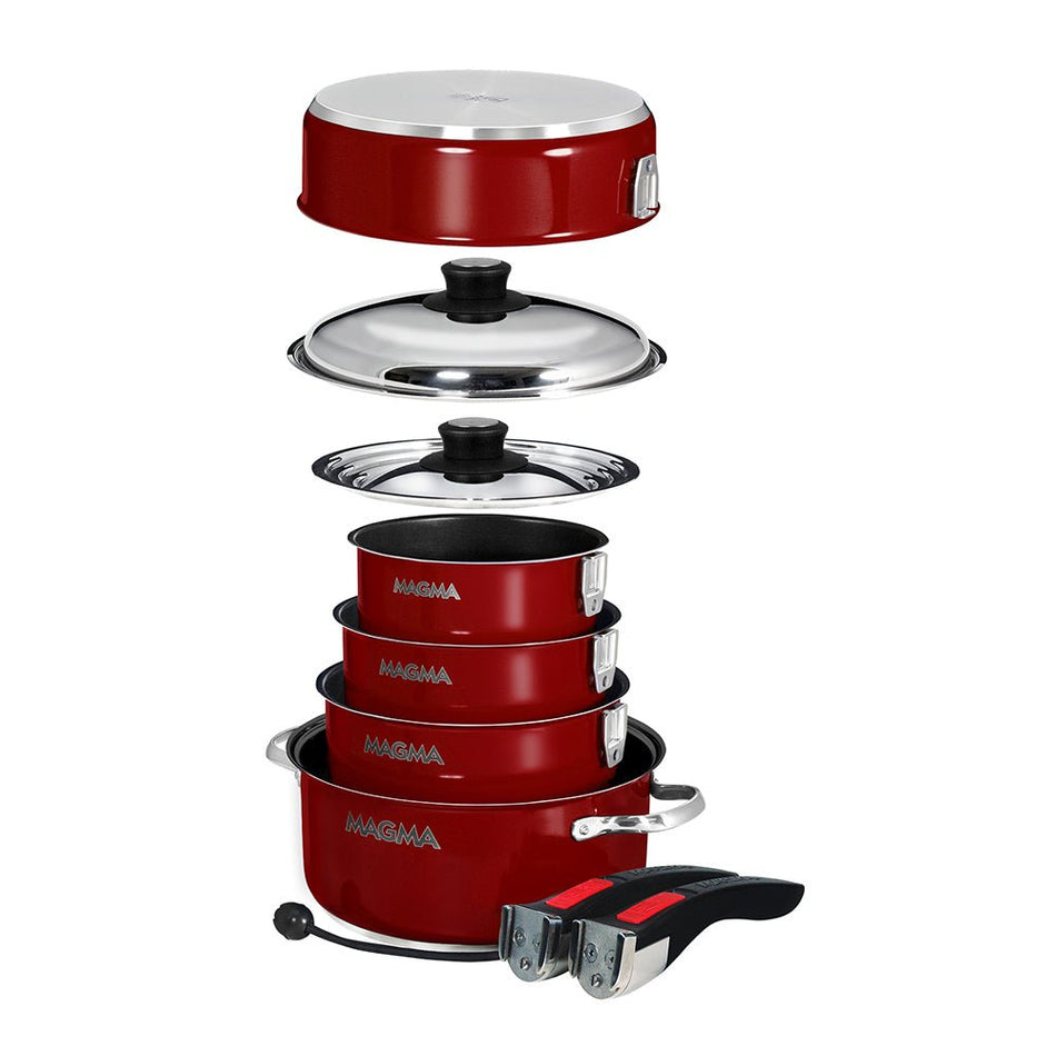 Magma Nestable 10 Piece Induction Non - Stick Enamel Finish Cookware Set - Magma Red - Get Tight Gear