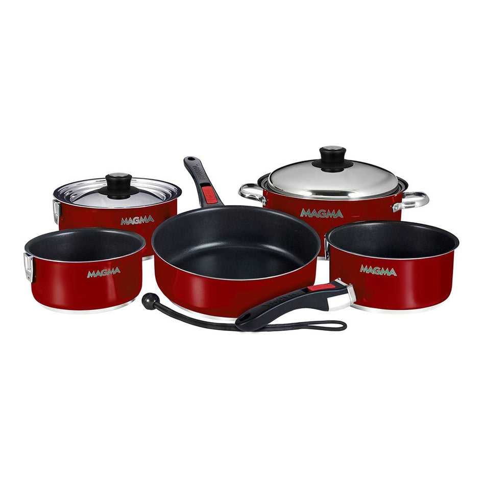 Magma Nestable 10 Piece Induction Non - Stick Enamel Finish Cookware Set - Magma Red - Get Tight Gear