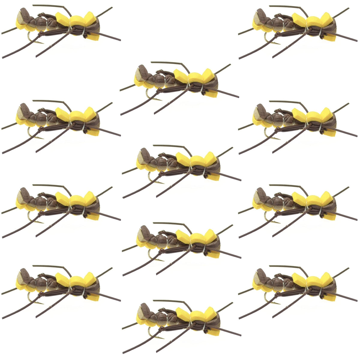Mantis BLT Foam Body Grasshopper Fly - 1 Dozen Flies Hook Size 10 - Get Tight Gear