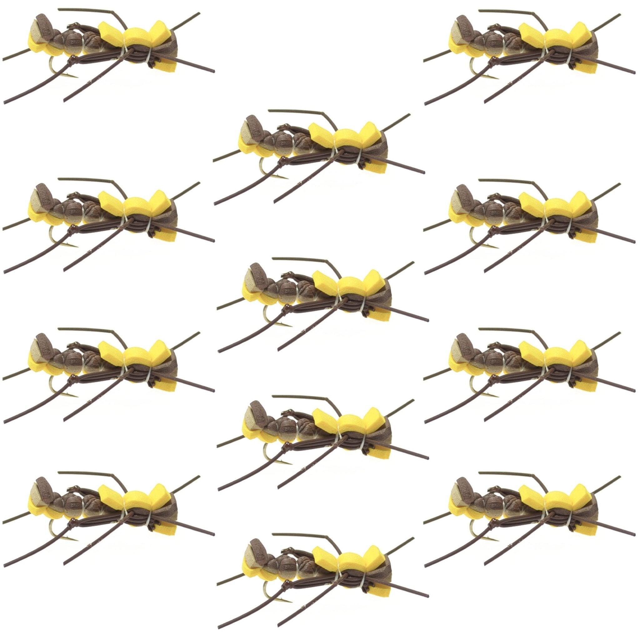 Mantis BLT Foam Body Grasshopper Fly - 1 Dozen Flies Hook Size 10 - Get Tight Gear