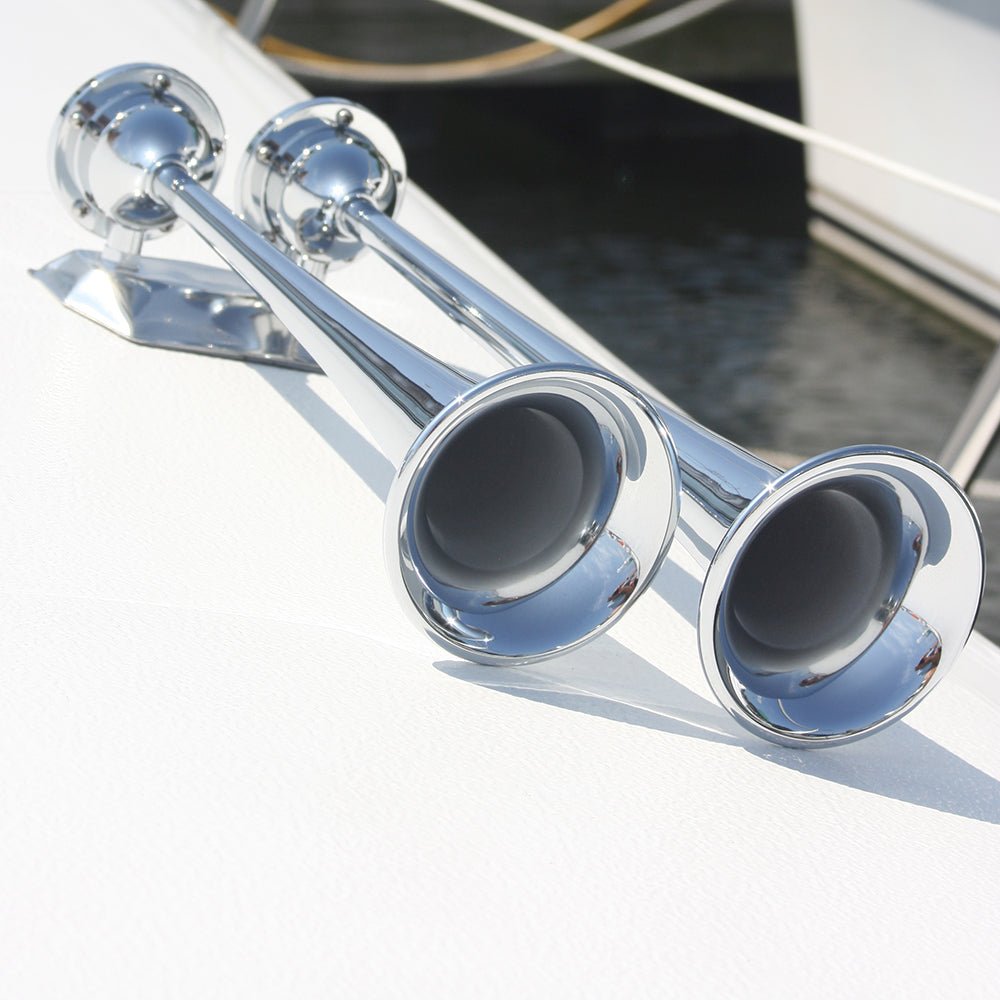 Marinco 12V Chrome Plated Dual Trumpet Air Horn - Get Tight Gear