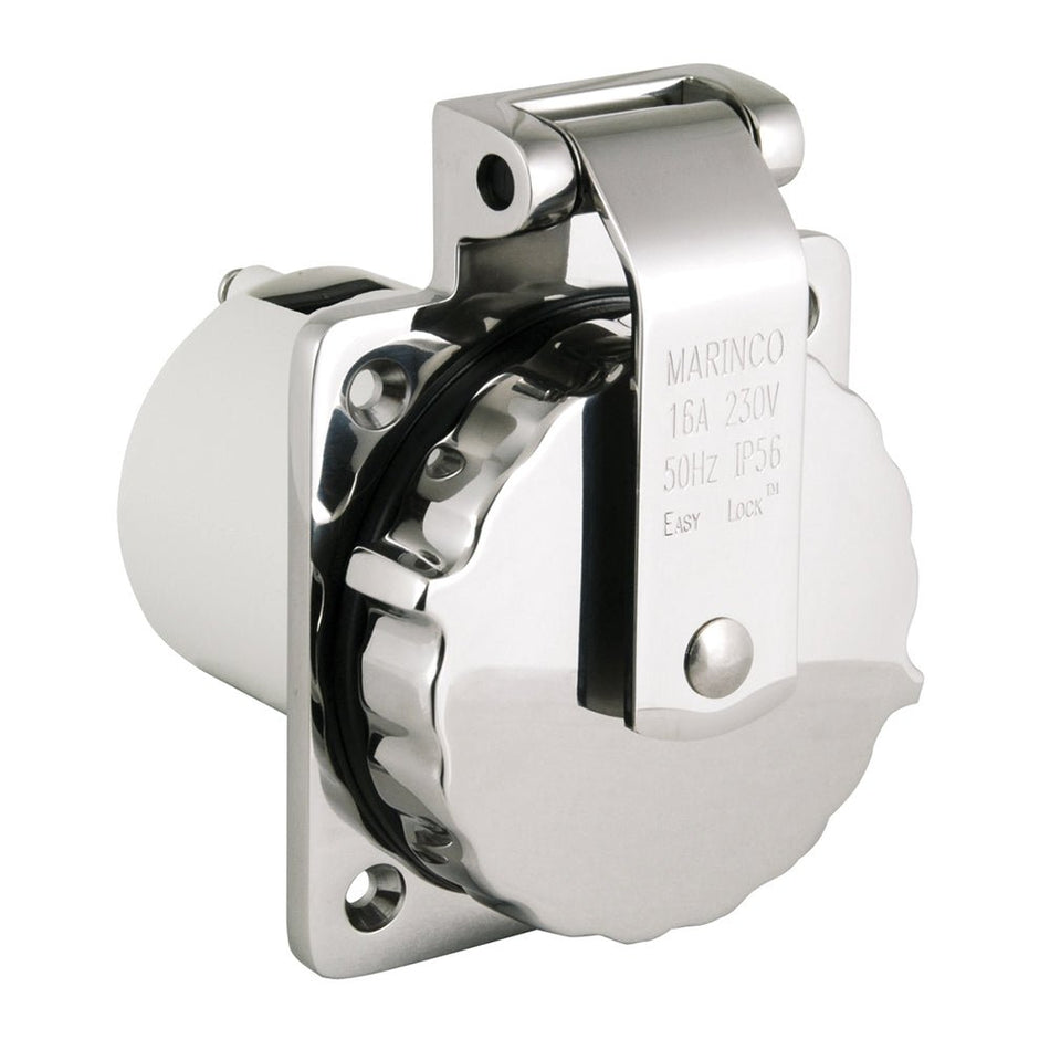 Marinco 16A 230V Easy Lock 316 Stainless Steel Inlet - Get Tight Gear