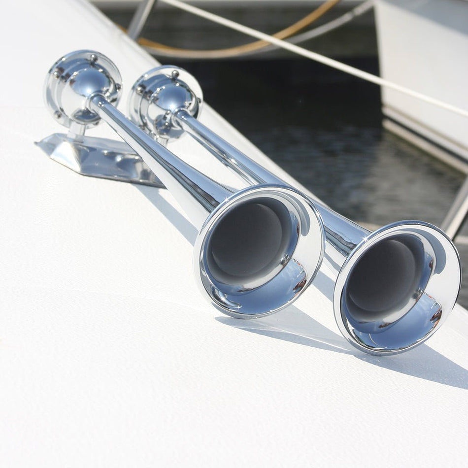 Marinco 24V Chrome Plated Dual Trumpet Air Horn - Get Tight Gear