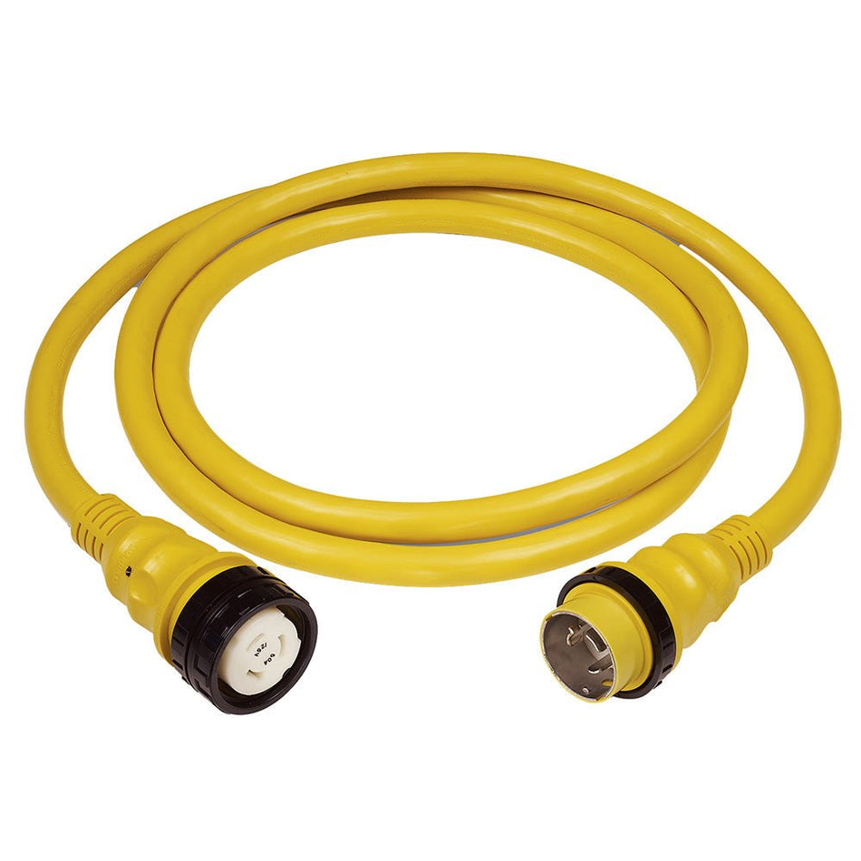 Marinco 50AMP 125/250V Shore Power Cable - 12' - Yellow - Get Tight Gear
