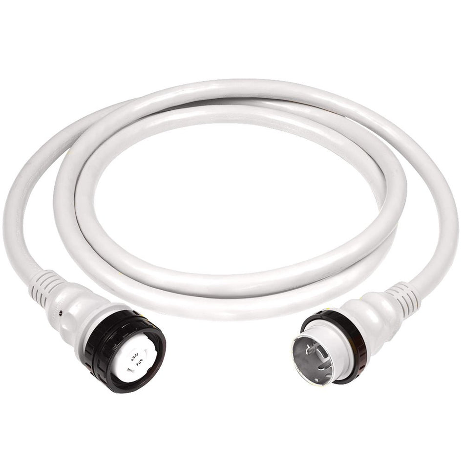 Marinco 50Amp 125/250V Shore Power Cable - 50' - White - Get Tight Gear