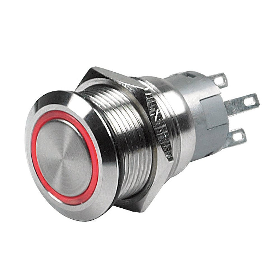 Marinco Push Button Switch - 24V Latching On/Off - Red LED - Get Tight Gear