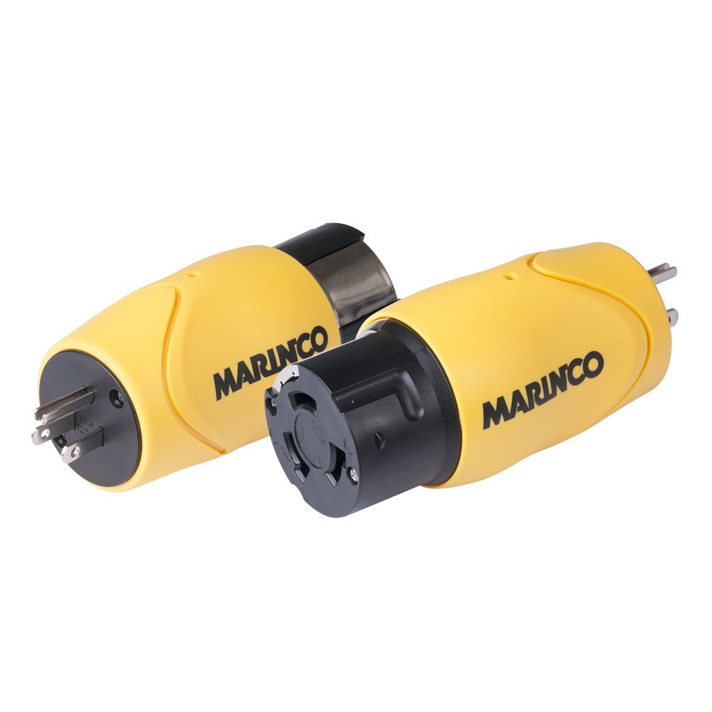 Marinco Straight Adapter - 15A Male Straight Blade to 50A 125/250V Female Locking - Get Tight Gear