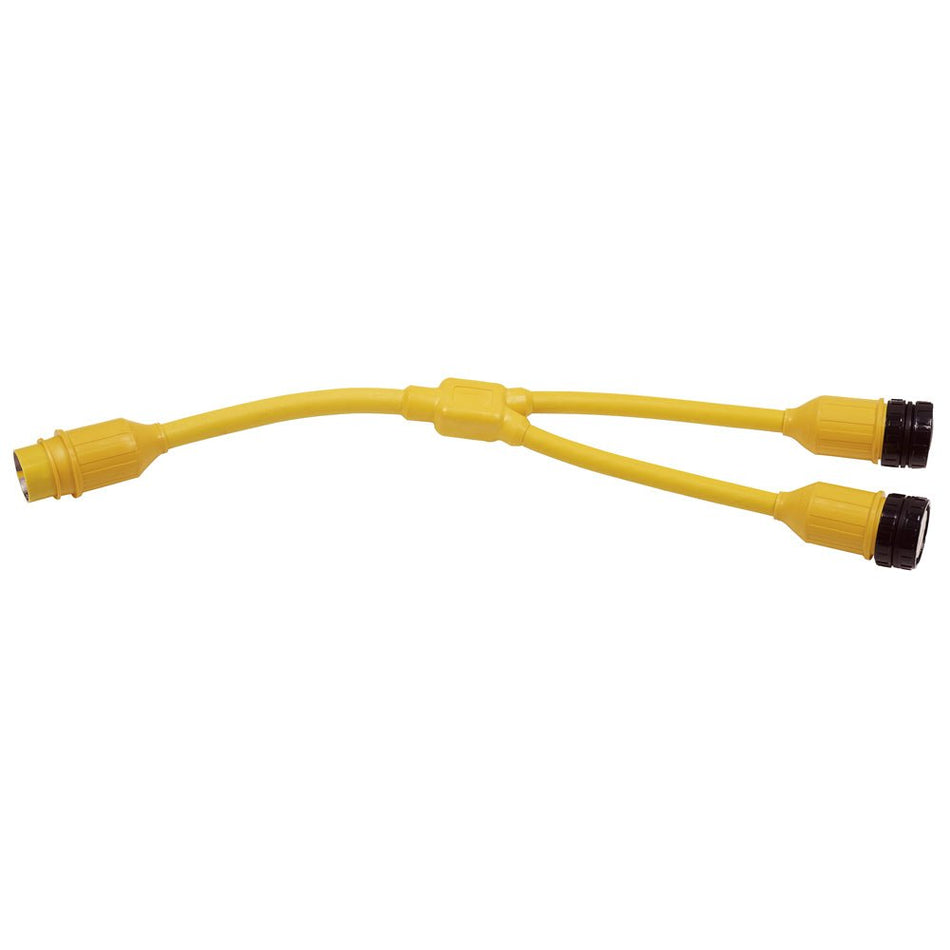 Marinco Y - Adapter, 2 - 30A 125V Locking to 50A 125/250V Locking - Get Tight Gear