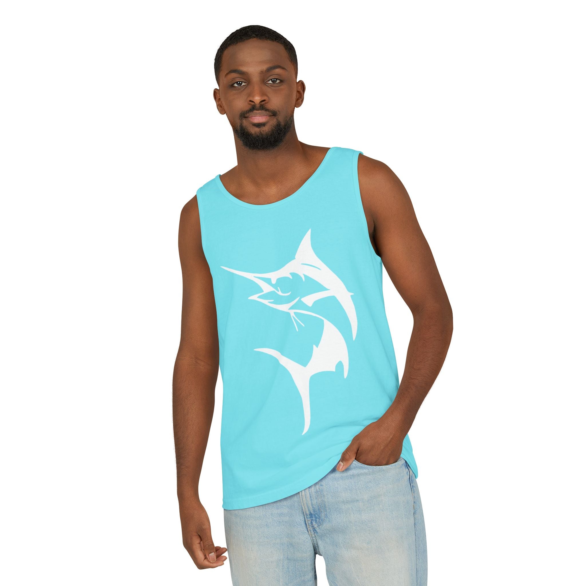 Marlin Fishing Tank Top - Unisex Beachwear, Summer Shirt, Gift for Fishermen, Ocean Lover Apparel, Casual Layering Piece - Get Tight Gear