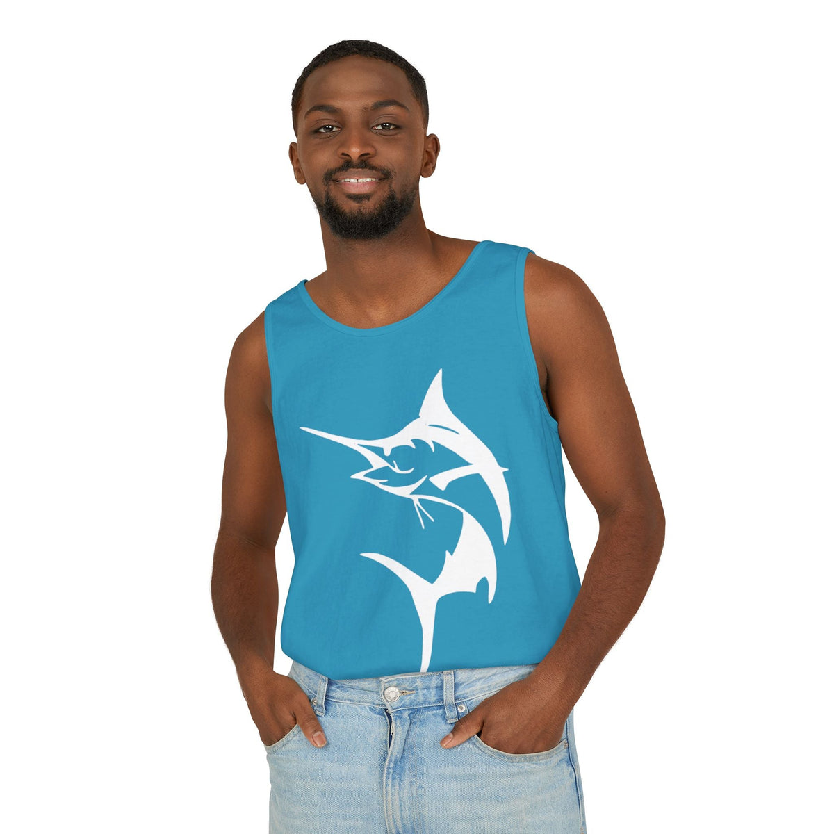 Marlin Fishing Tank Top - Unisex Beachwear, Summer Shirt, Gift for Fishermen, Ocean Lover Apparel, Casual Layering Piece - Get Tight Gear