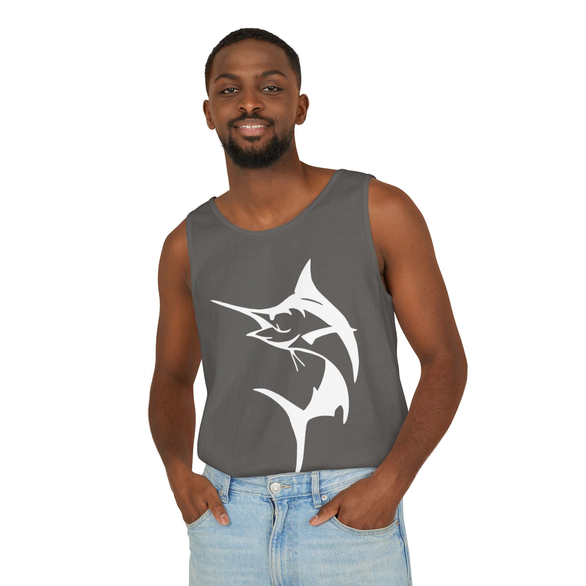 Marlin Fishing Tank Top - Unisex Beachwear, Summer Shirt, Gift for Fishermen, Ocean Lover Apparel, Casual Layering Piece - Get Tight Gear