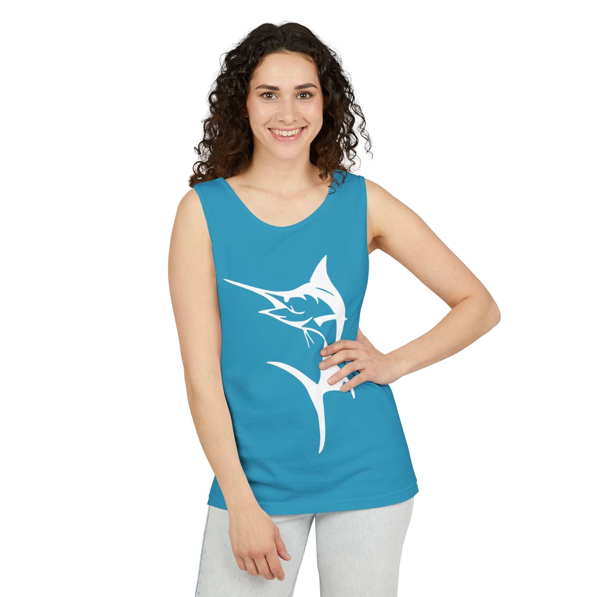 Marlin Fishing Tank Top - Unisex Beachwear, Summer Shirt, Gift for Fishermen, Ocean Lover Apparel, Casual Layering Piece - Get Tight Gear