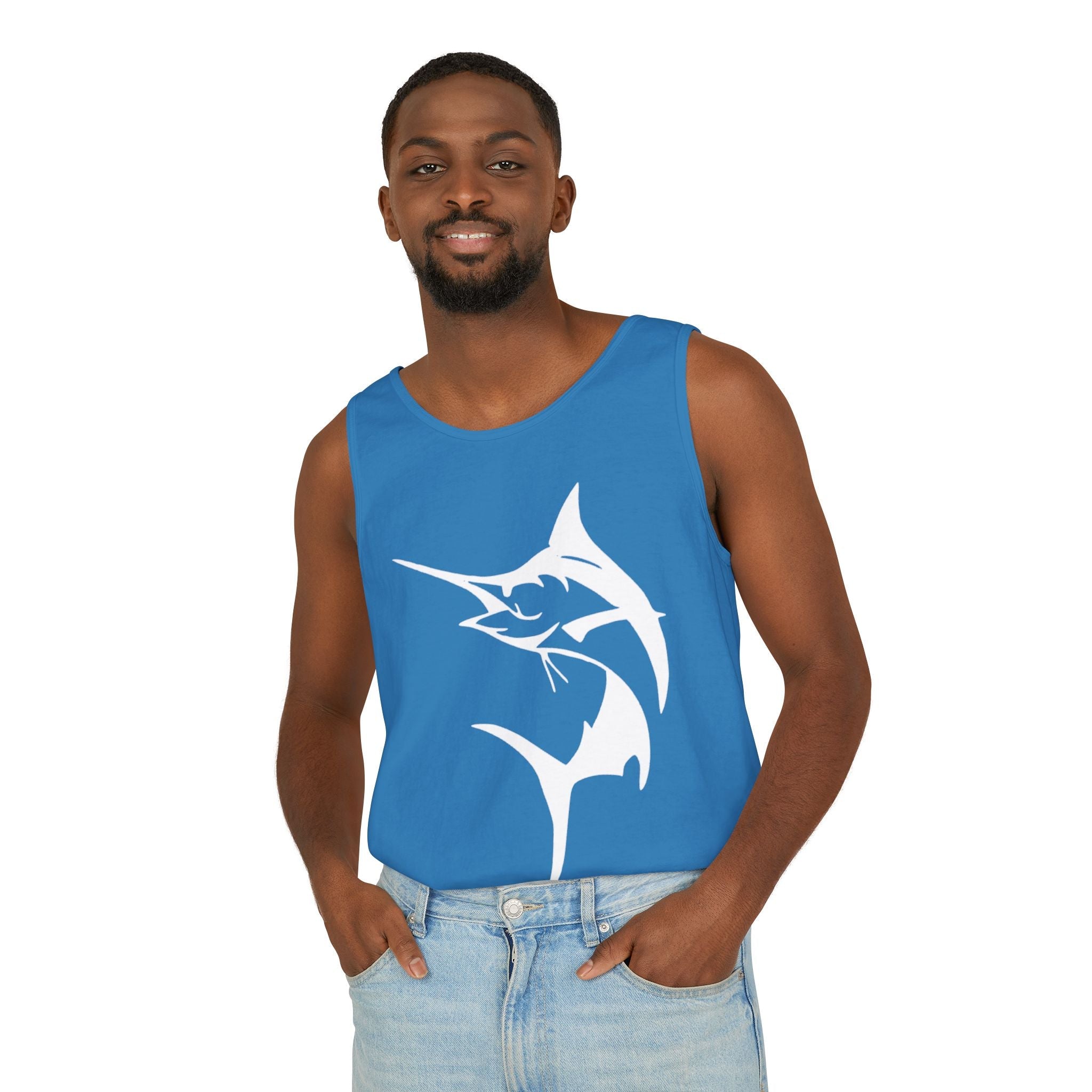 Marlin Fishing Tank Top - Unisex Beachwear, Summer Shirt, Gift for Fishermen, Ocean Lover Apparel, Casual Layering Piece - Get Tight Gear