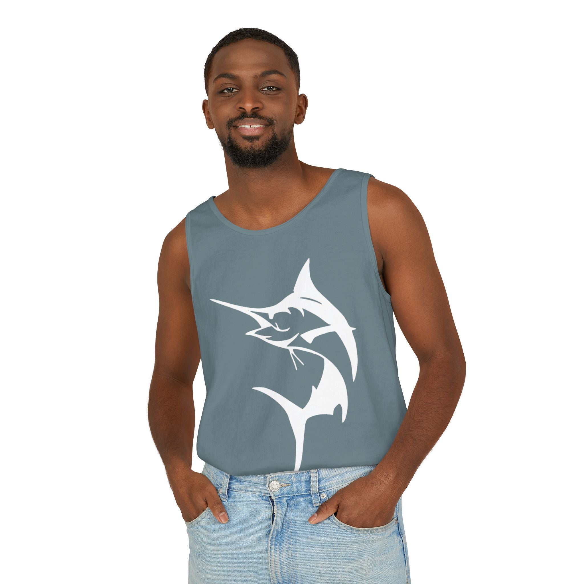 Marlin Fishing Tank Top - Unisex Beachwear, Summer Shirt, Gift for Fishermen, Ocean Lover Apparel, Casual Layering Piece - Get Tight Gear