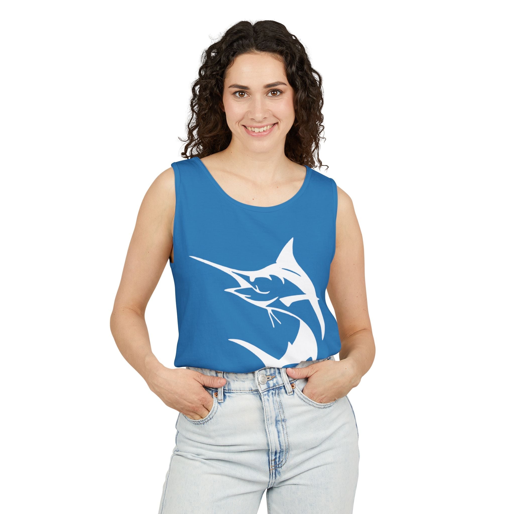Marlin Fishing Tank Top - Unisex Beachwear, Summer Shirt, Gift for Fishermen, Ocean Lover Apparel, Casual Layering Piece - Get Tight Gear