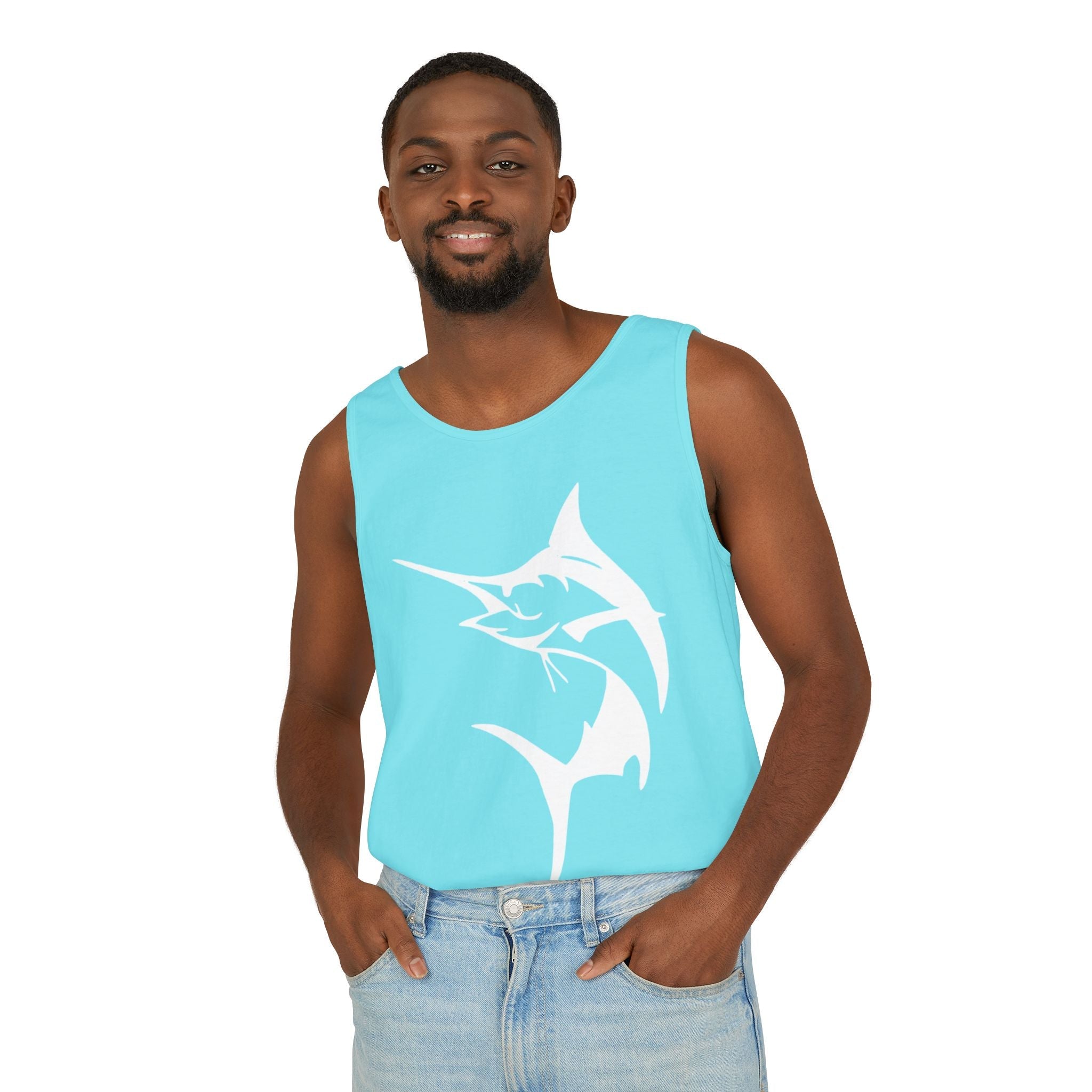 Marlin Fishing Tank Top - Unisex Beachwear, Summer Shirt, Gift for Fishermen, Ocean Lover Apparel, Casual Layering Piece - Get Tight Gear
