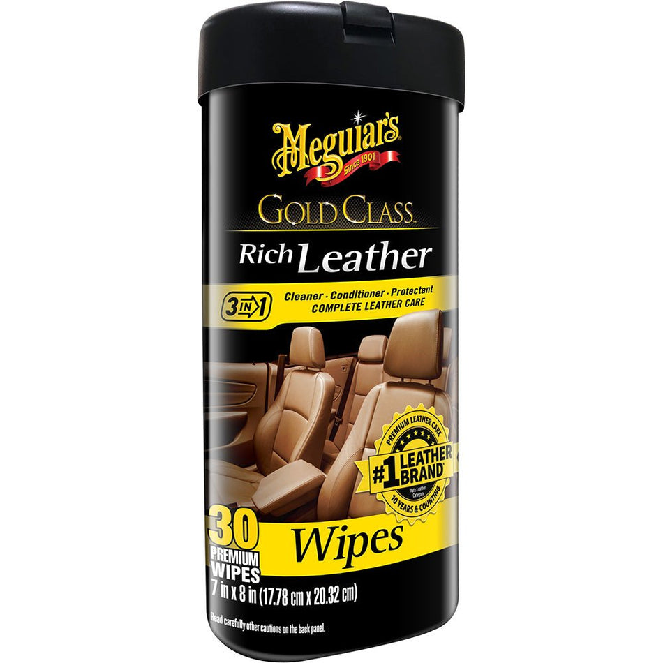 Meguiar's Gold Class Rich Leather Cleaner & Conditioner Wipes - Get Tight Gear