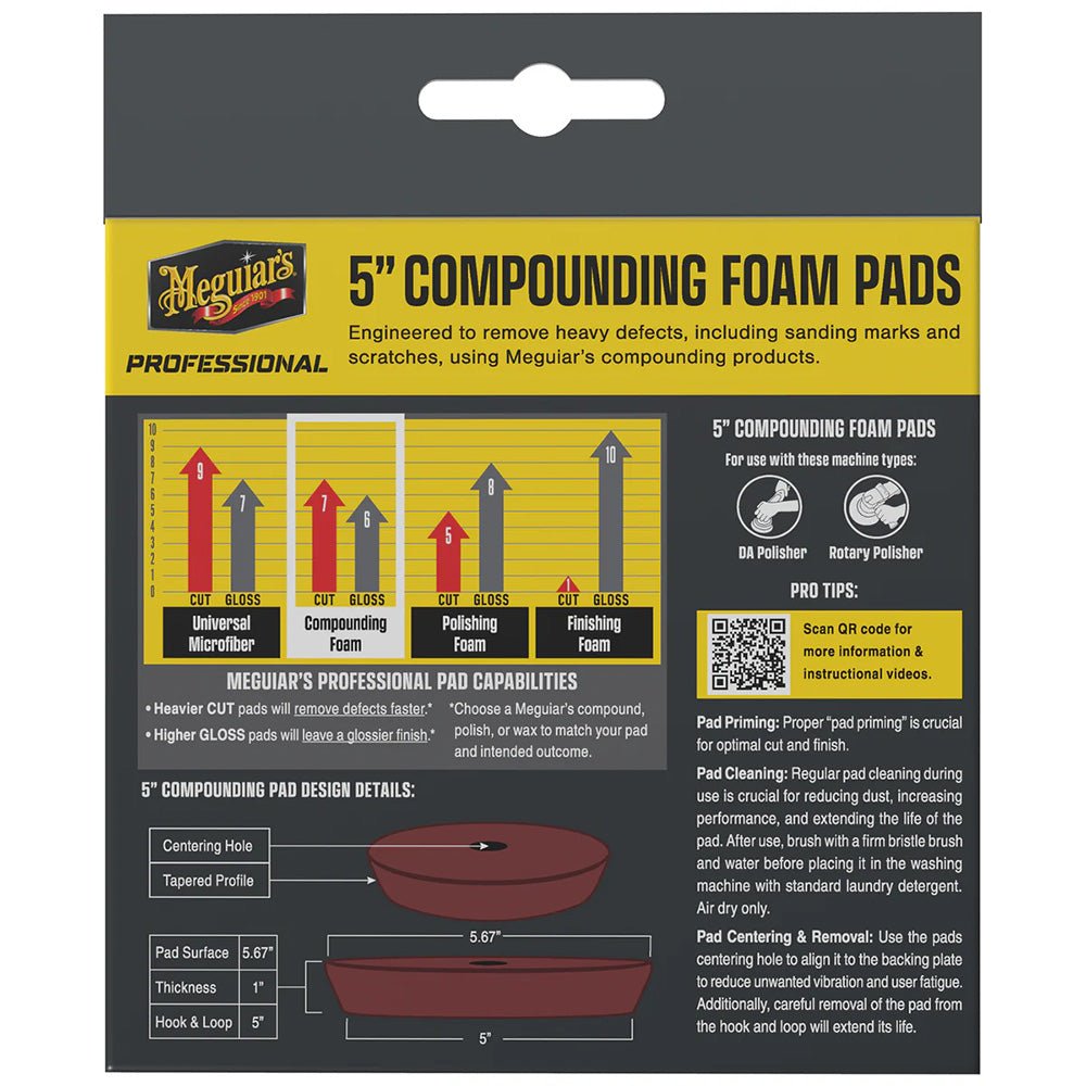 Meguiar's Professional 5" Compounding Foam Pads *2 - Pack - Get Tight Gear