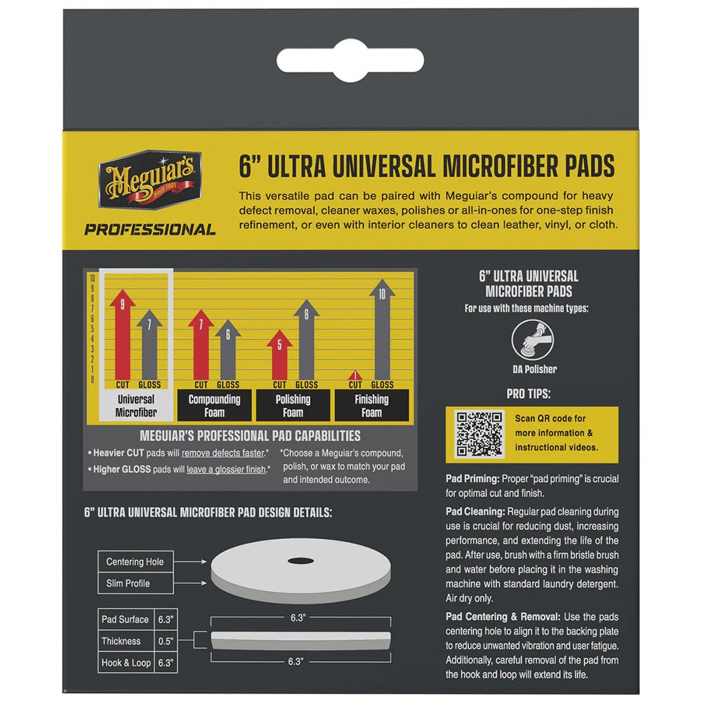 Meguiar's Professional 6" Ultra Universal Microfiber Pads *2 - Pack - Get Tight Gear