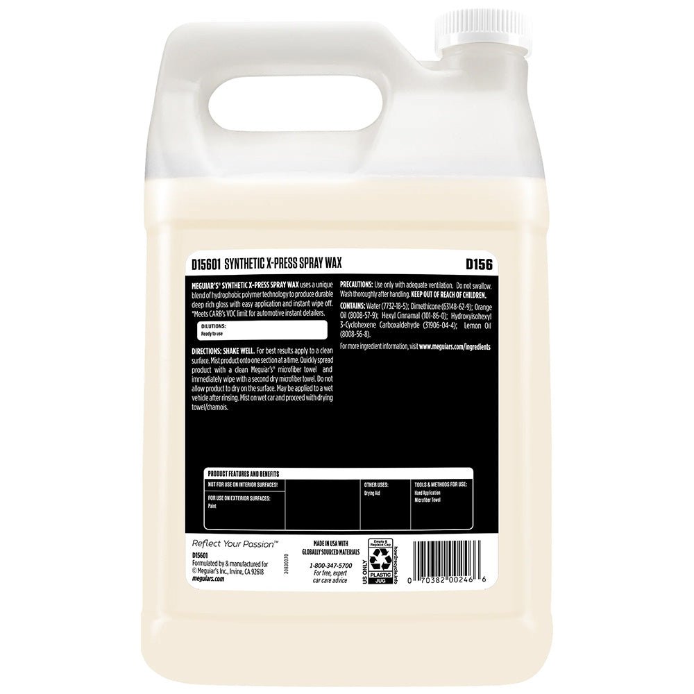 Meguiar's Synthetic X - Press Spray Wax - 1 Gallon - Get Tight Gear