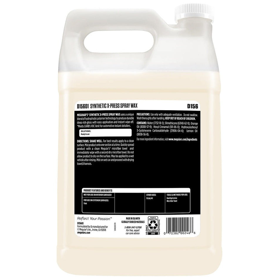 Meguiar's Synthetic X - Press Spray Wax - 1 Gallon - Get Tight Gear
