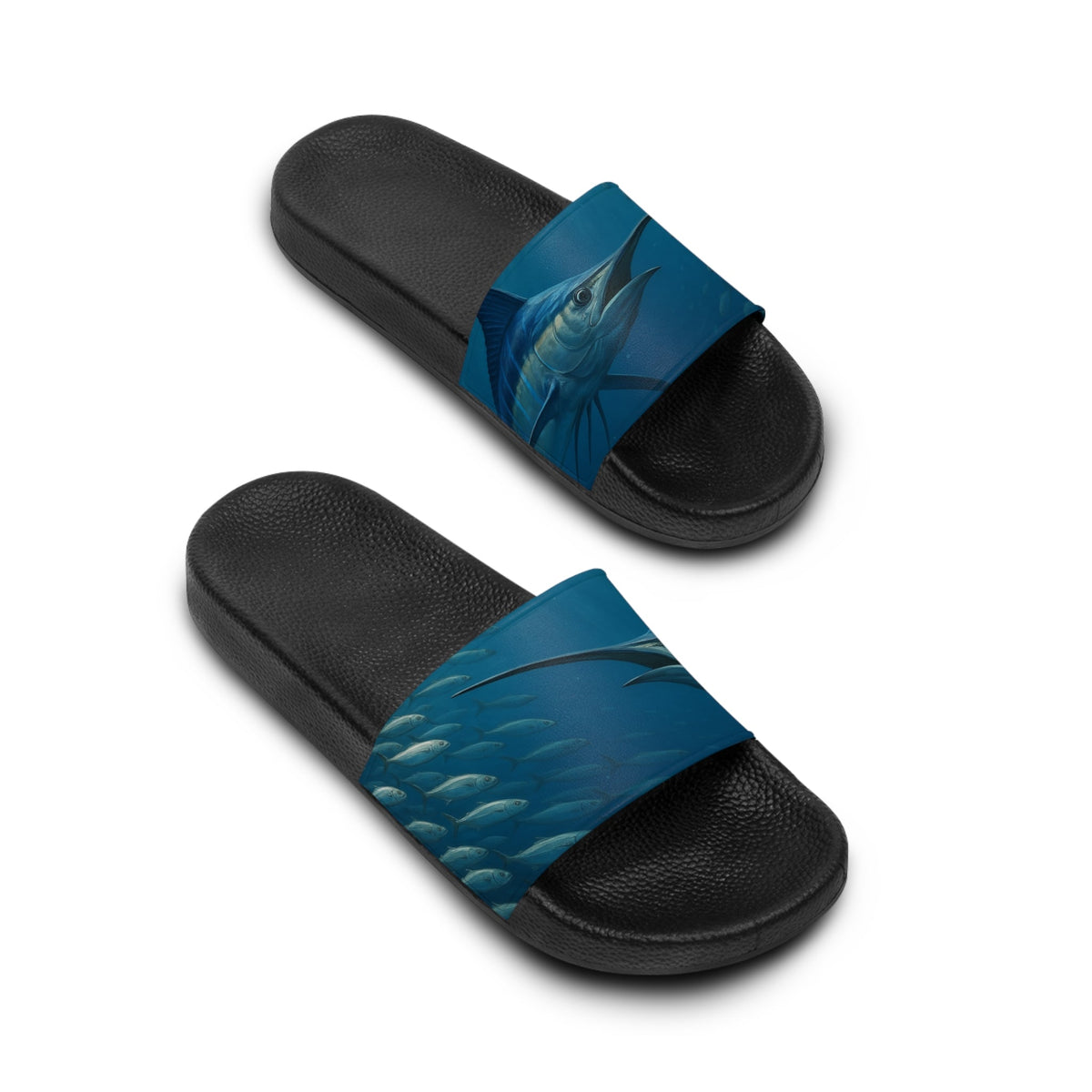 Men's Slide Sandals - Blue Marlin Design for Summer Beach Days - Get Tight Gear