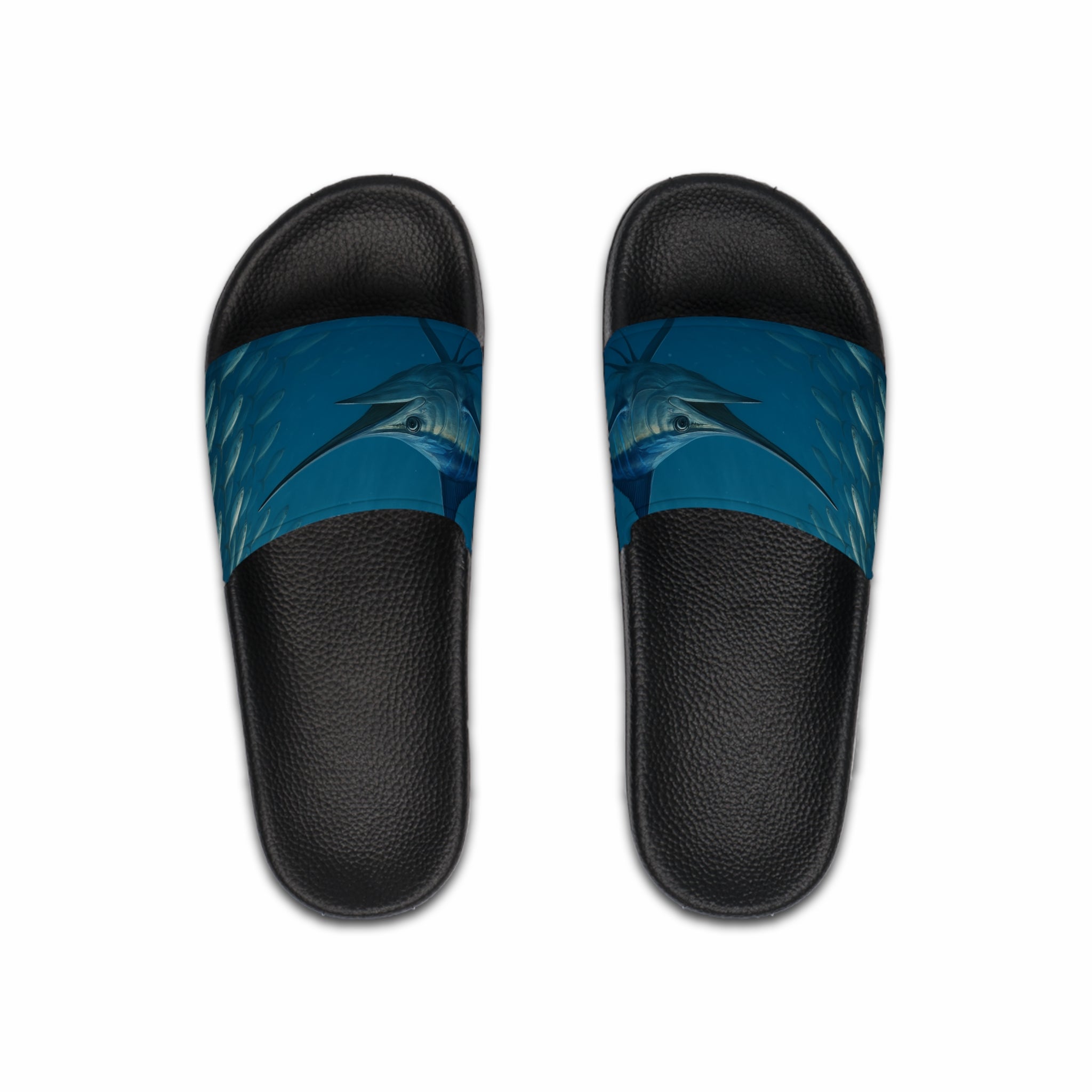 Men's Slide Sandals - Blue Marlin Design for Summer Beach Days - Get Tight Gear